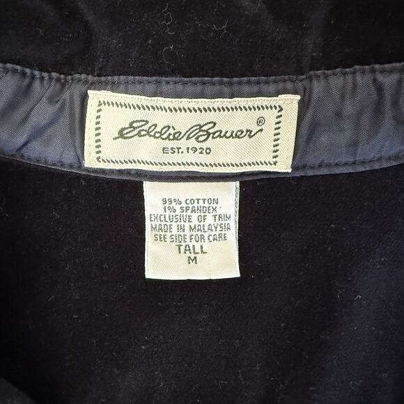 Eddie Bauer Black Snap Front Velour Top Women's Tall M Shirt Cotton Heavyweight - Picture 4 of 10
